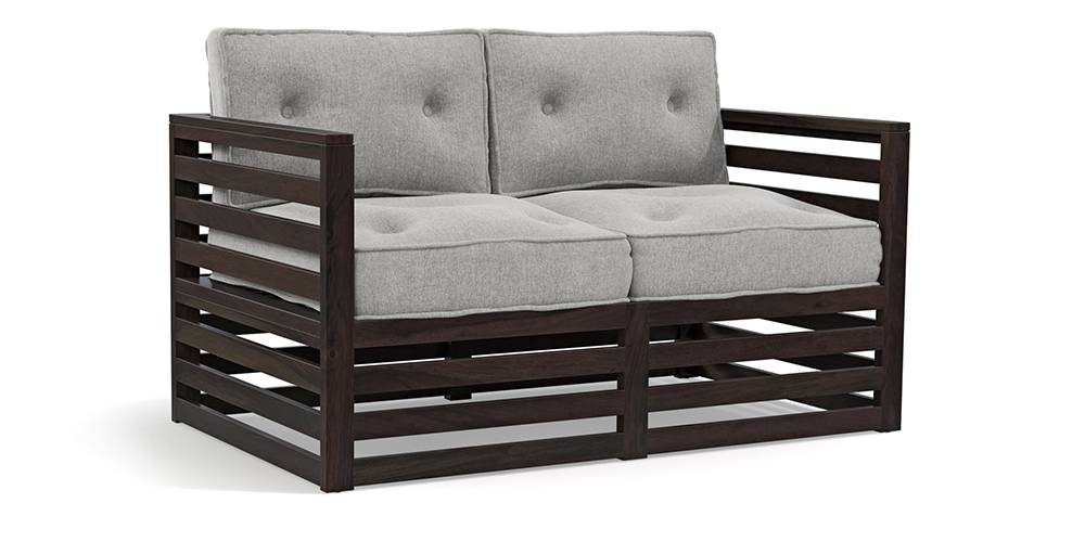 Raymond Wooden Sofa - American Walnut Finish (Vapour Grey)